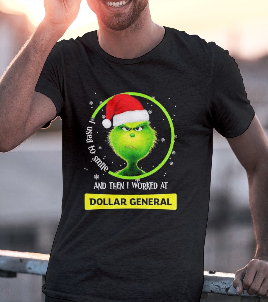 Santa Grinch I Used To Smile And Then I Worked At Dollar General Christmas T-Shirt