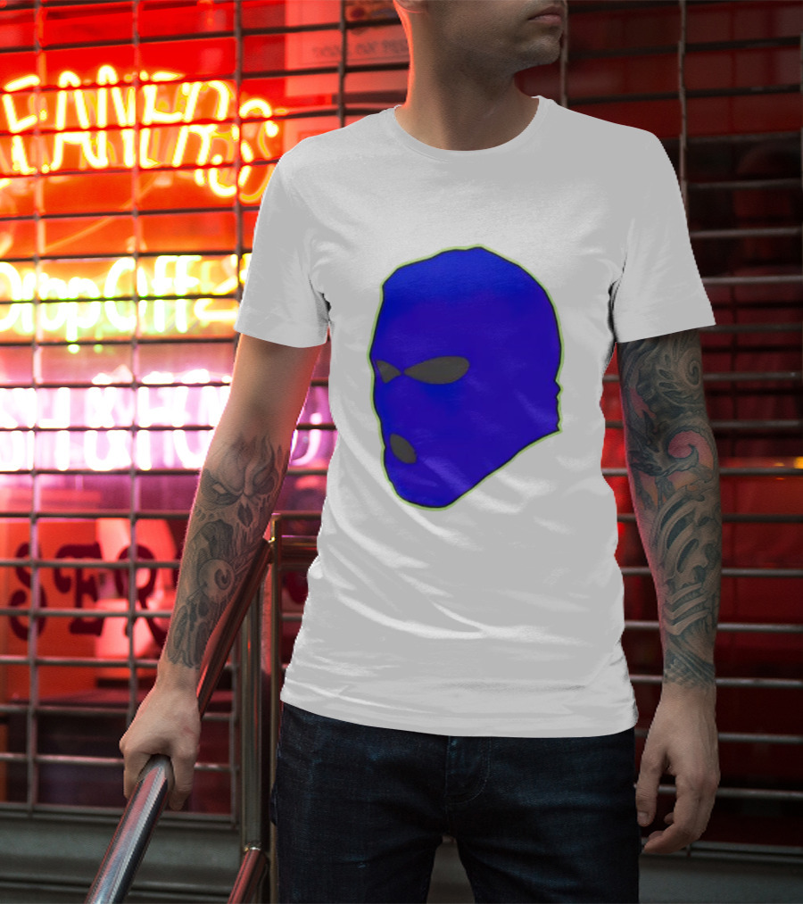 Seahawks Ski Mask Hoodie Graphic Blue Outline T-Shirt