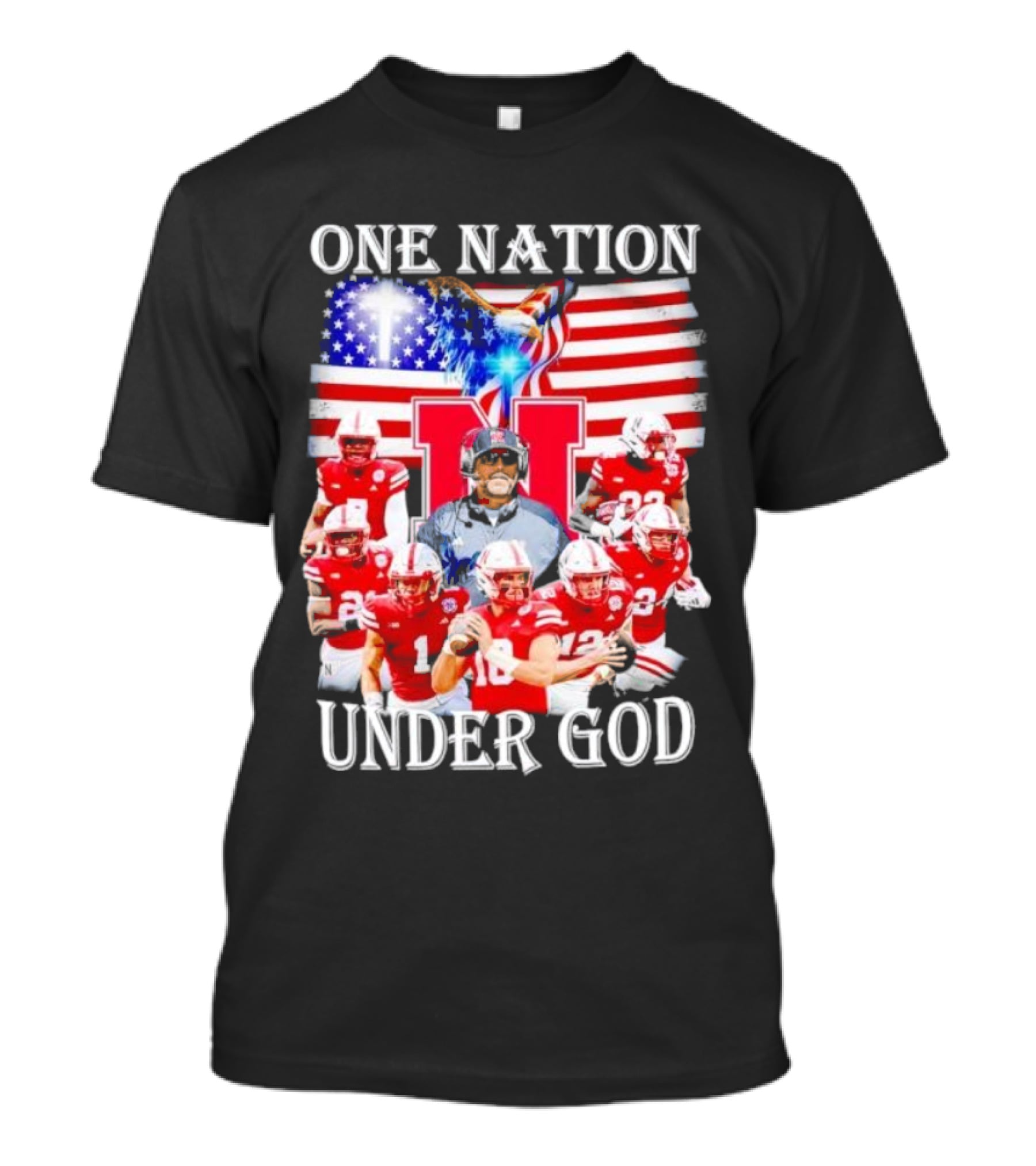 USA Flag One Nation Under God NC State Wolfpack Football Team Players T-Shirt