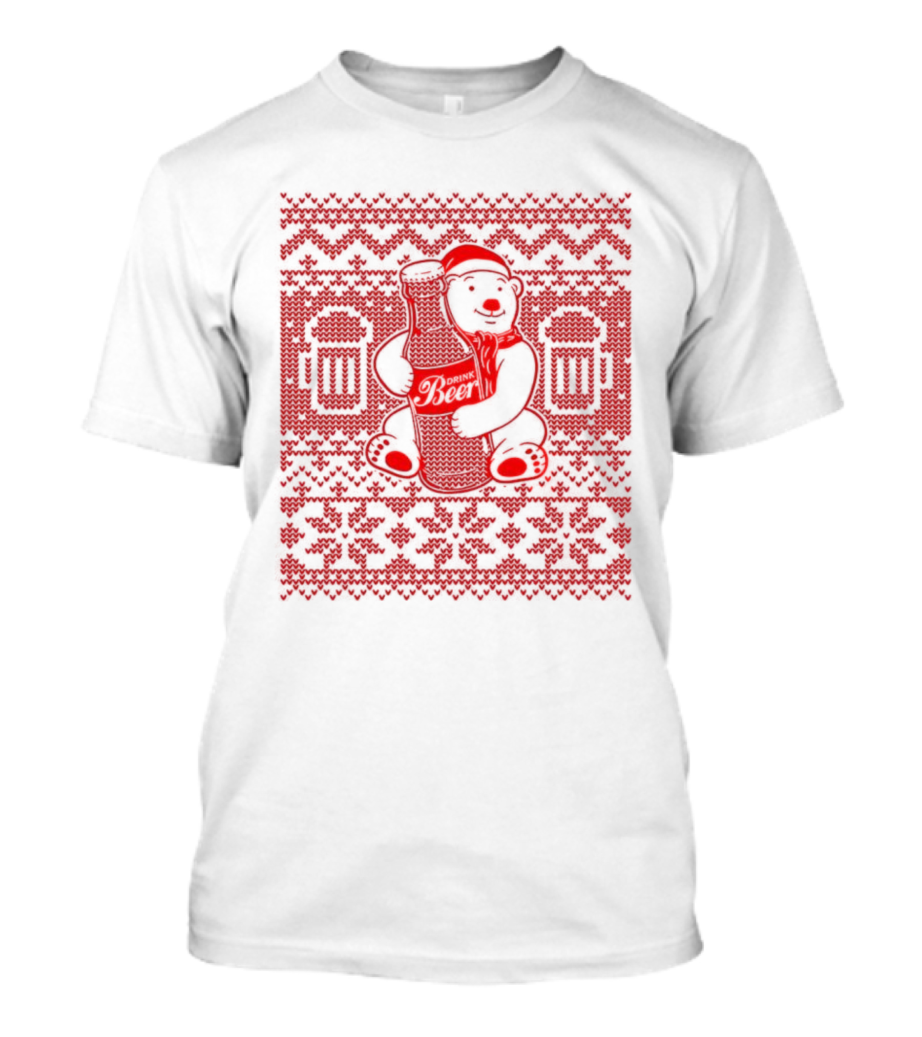 Bear Drink Beer Ugly Christmas T-Shirt
