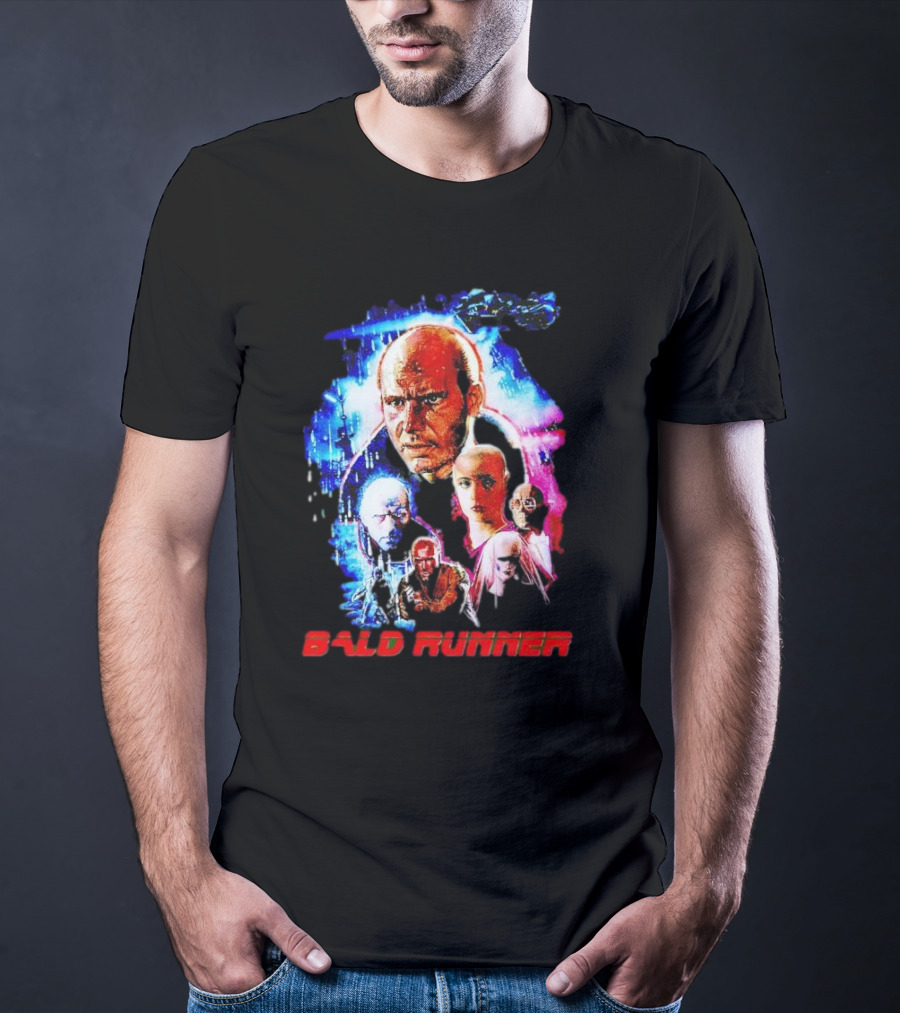 Bald Runner Sci-Fi Parody Character Montage T-Shirt