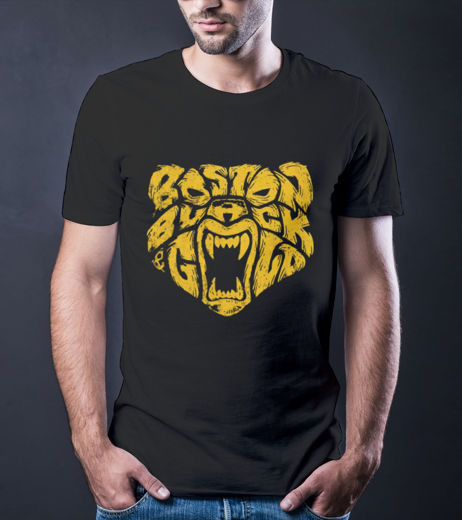 Boston Black And Gold Bear Face T-Shirt