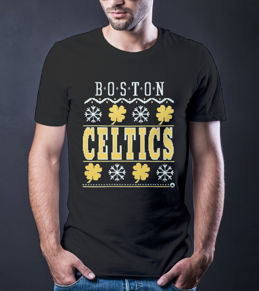 Boston Celtics Snowflakes And Shamrocks T-Shirt