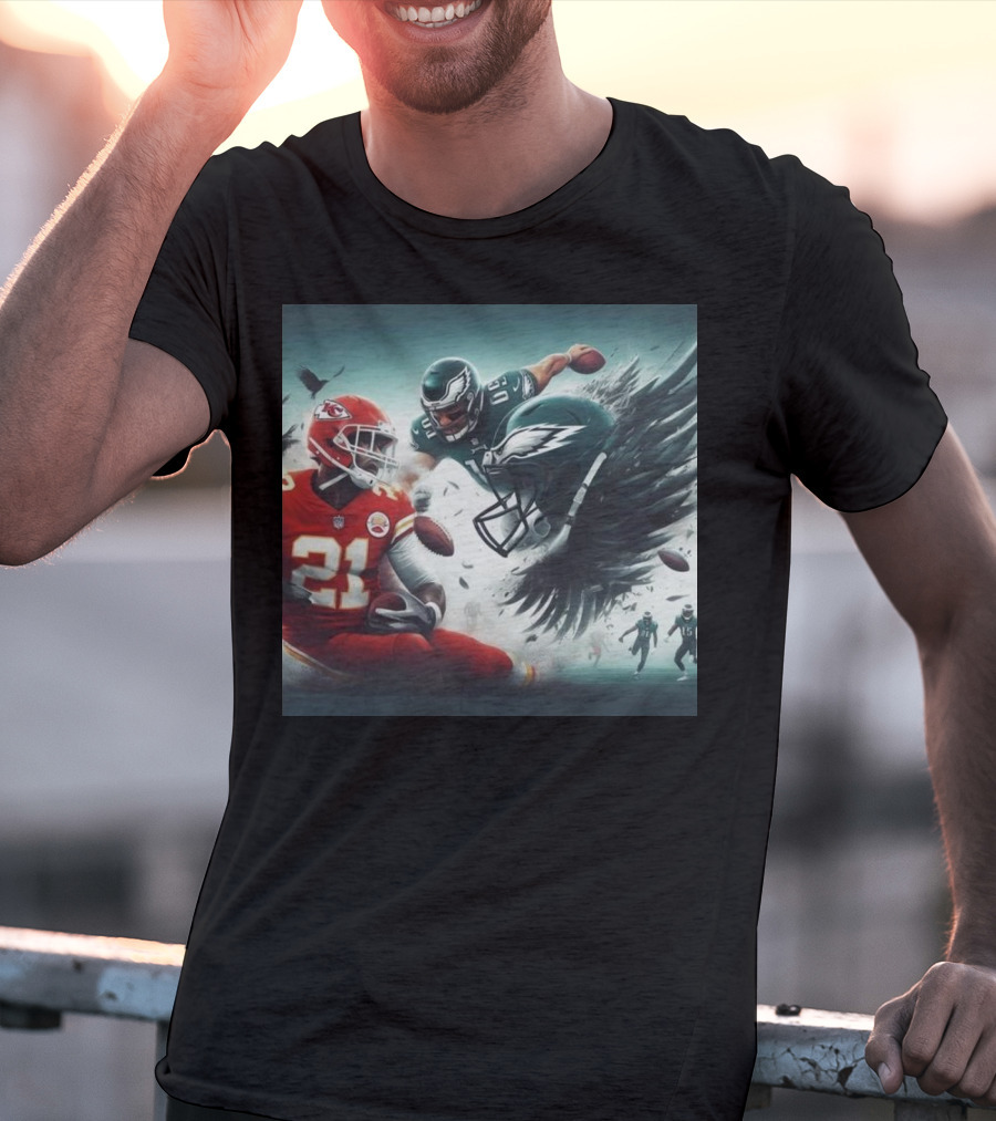 Mike Edwards Kansas City Chiefs Defensive Action Against Philadelphia Eagles Showdown T-Shirt