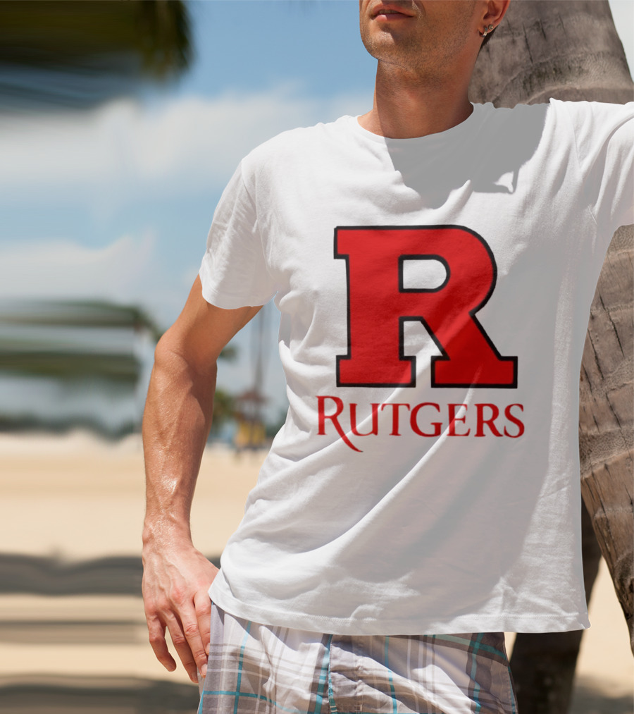 Rutgers University Red R Icon With Text T-Shirt