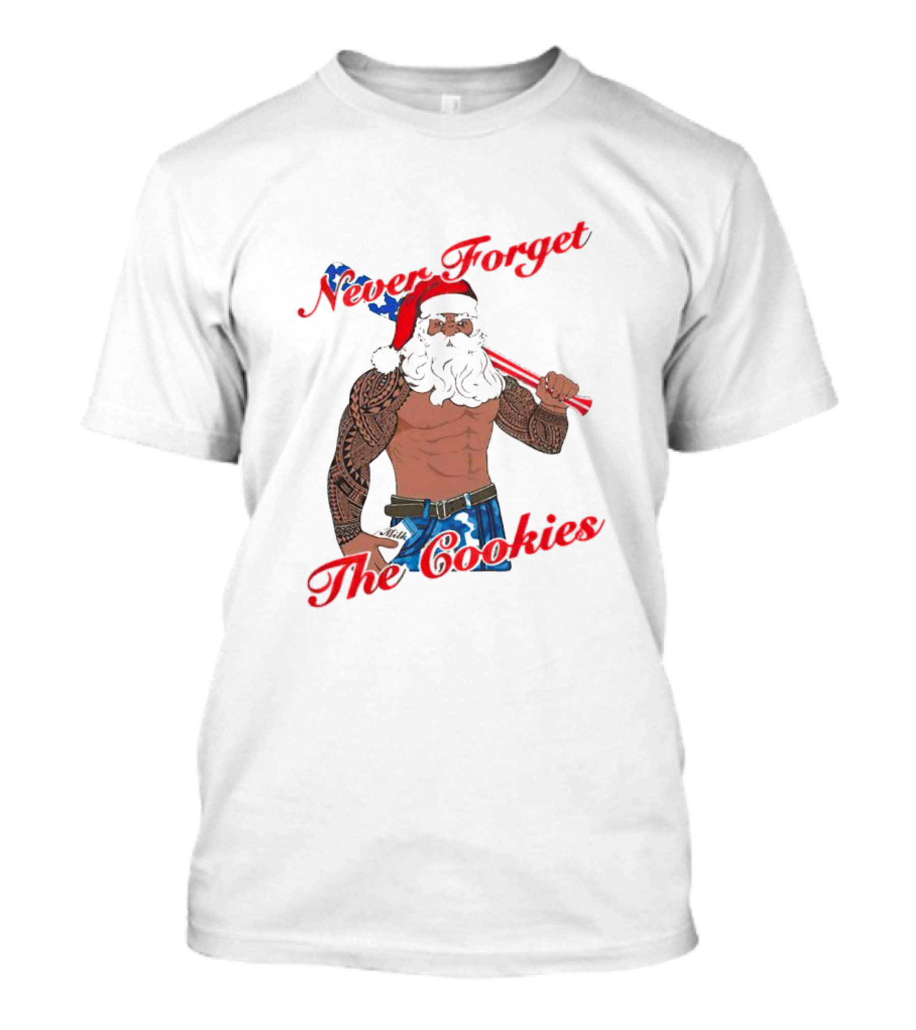 Tattoo Santa Never Forget The Cookies Christmas Holiday T-Shirt