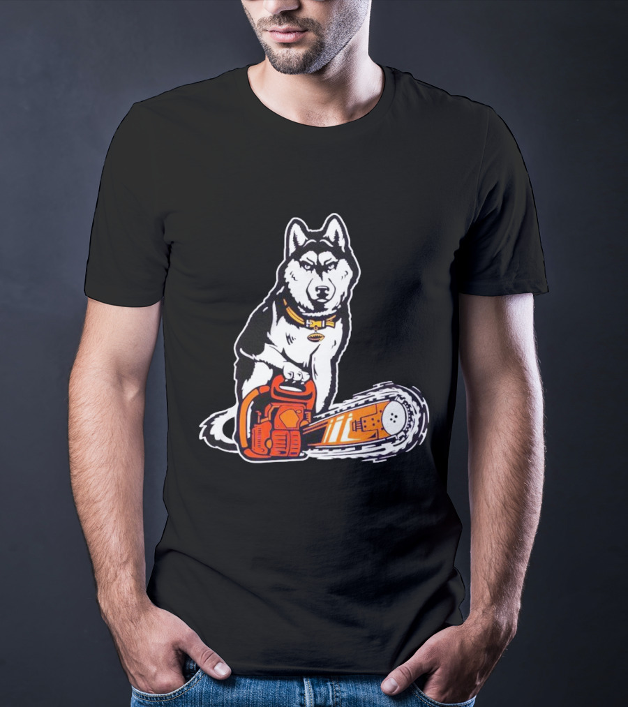 Washington Huskies Beaver Buster Chainsaw Dog T-Shirt