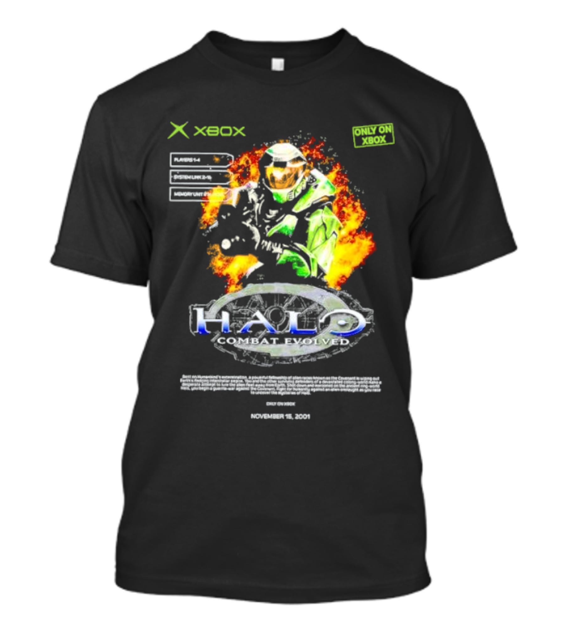 Xbox Halo Combat Evolved Only On Xbox November 15 2001 T-Shirt