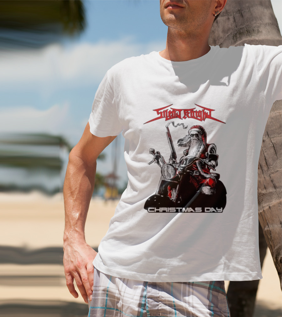 Silent Knight Santa Riding Motorcycle Christmas Day T-Shirt