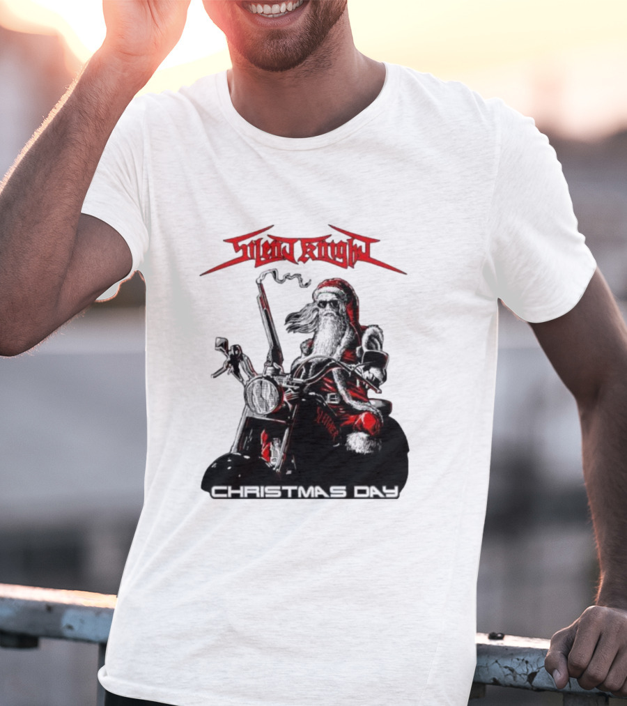 Silent Knight Santa Riding Motorcycle Christmas Day T-Shirt
