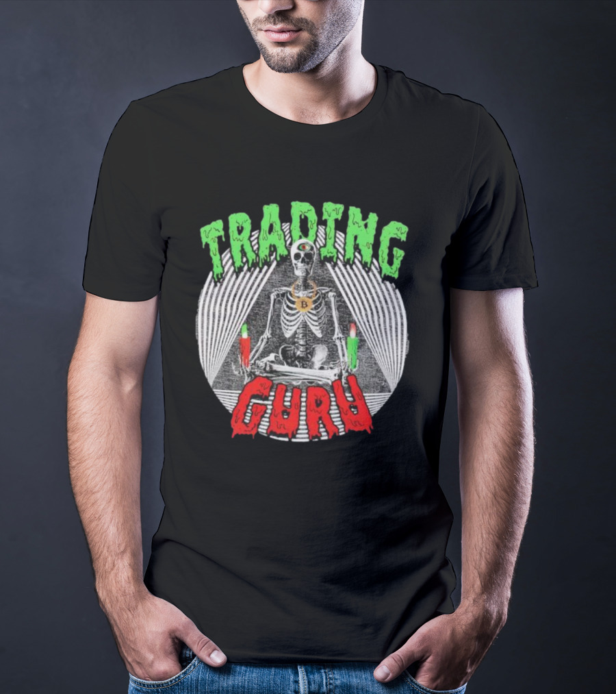 Trading Guru Skeleton Cryptocurrency Candles T-Shirt