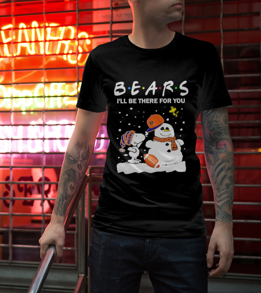 Snoopy And Snowman Chicago Bears I'll Be There For You Christmas Football T-Shirt