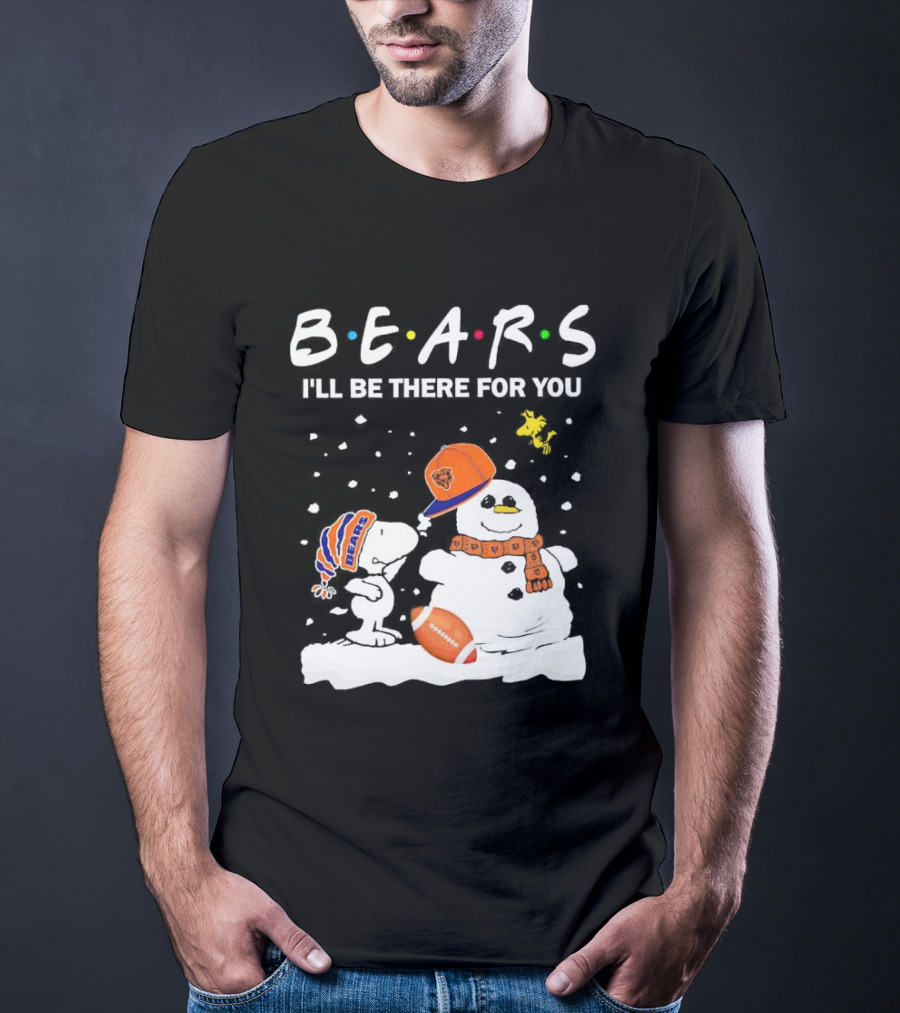Snoopy And Snowman Chicago Bears I'll Be There For You Christmas Football T-Shirt