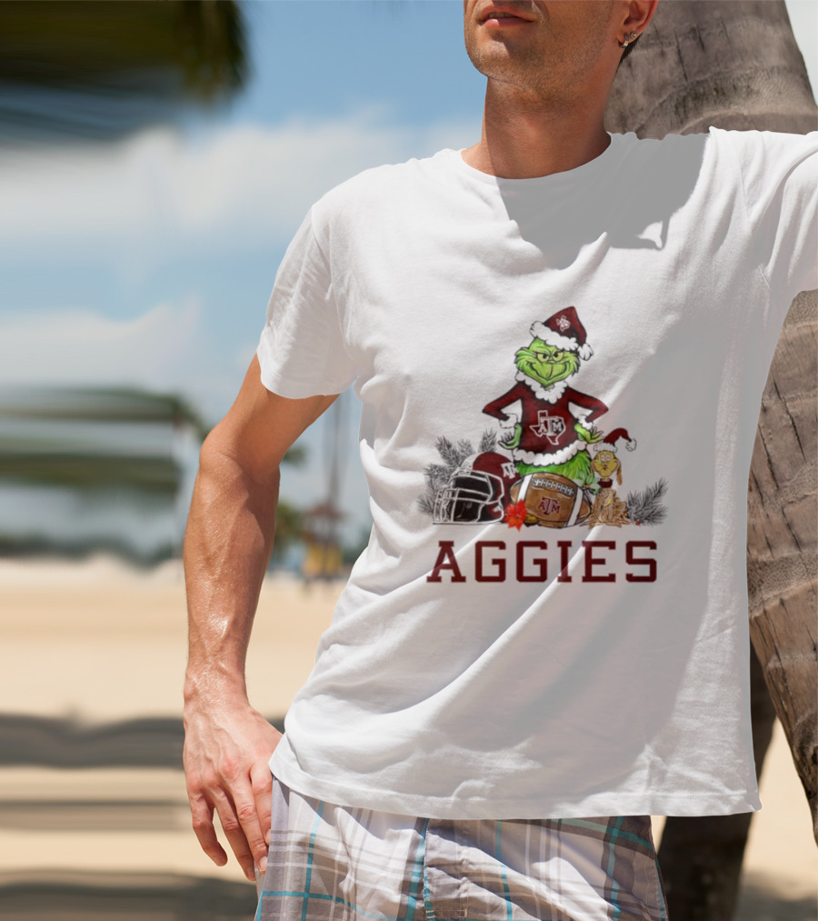 Texas A&M Aggies Grinch Max Dog Christmas Football Humor T-Shirt