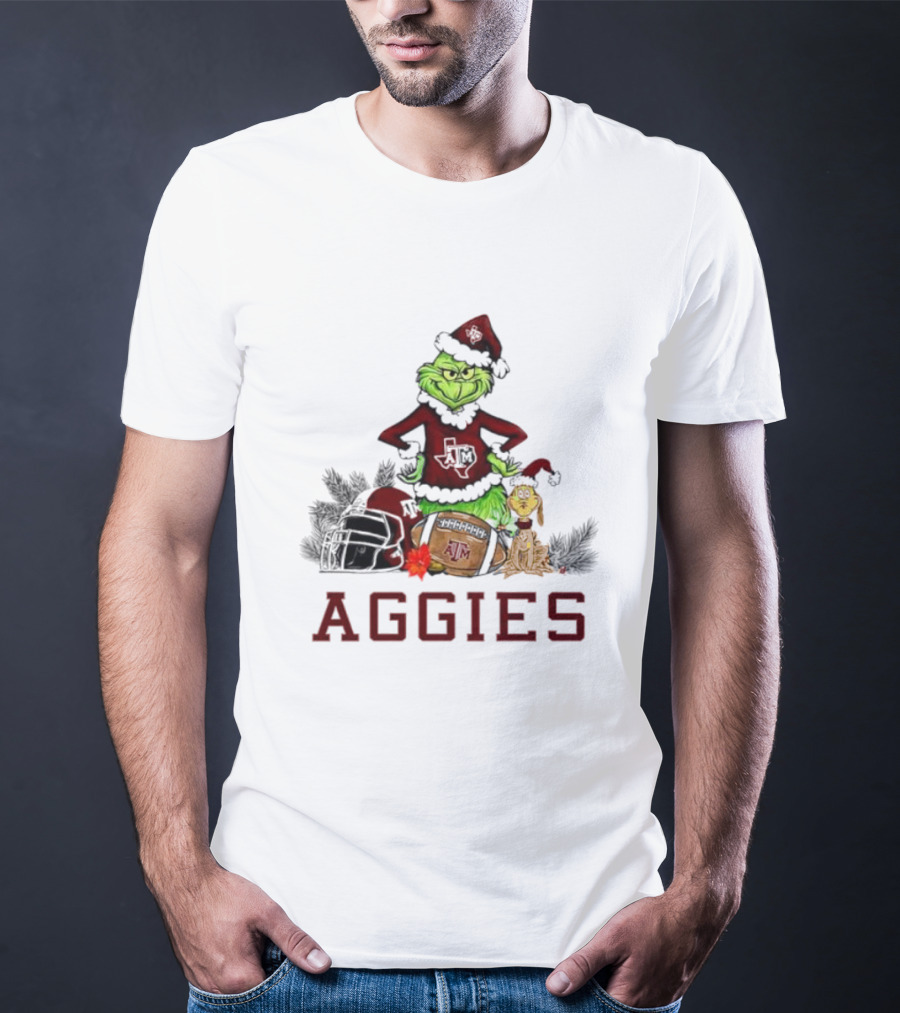 Texas A&M Aggies Grinch Max Dog Christmas Football Humor T-Shirt