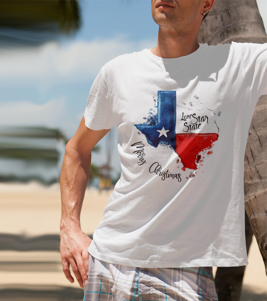 Texas Flag Lone Star State Merry Christmas T-Shirt