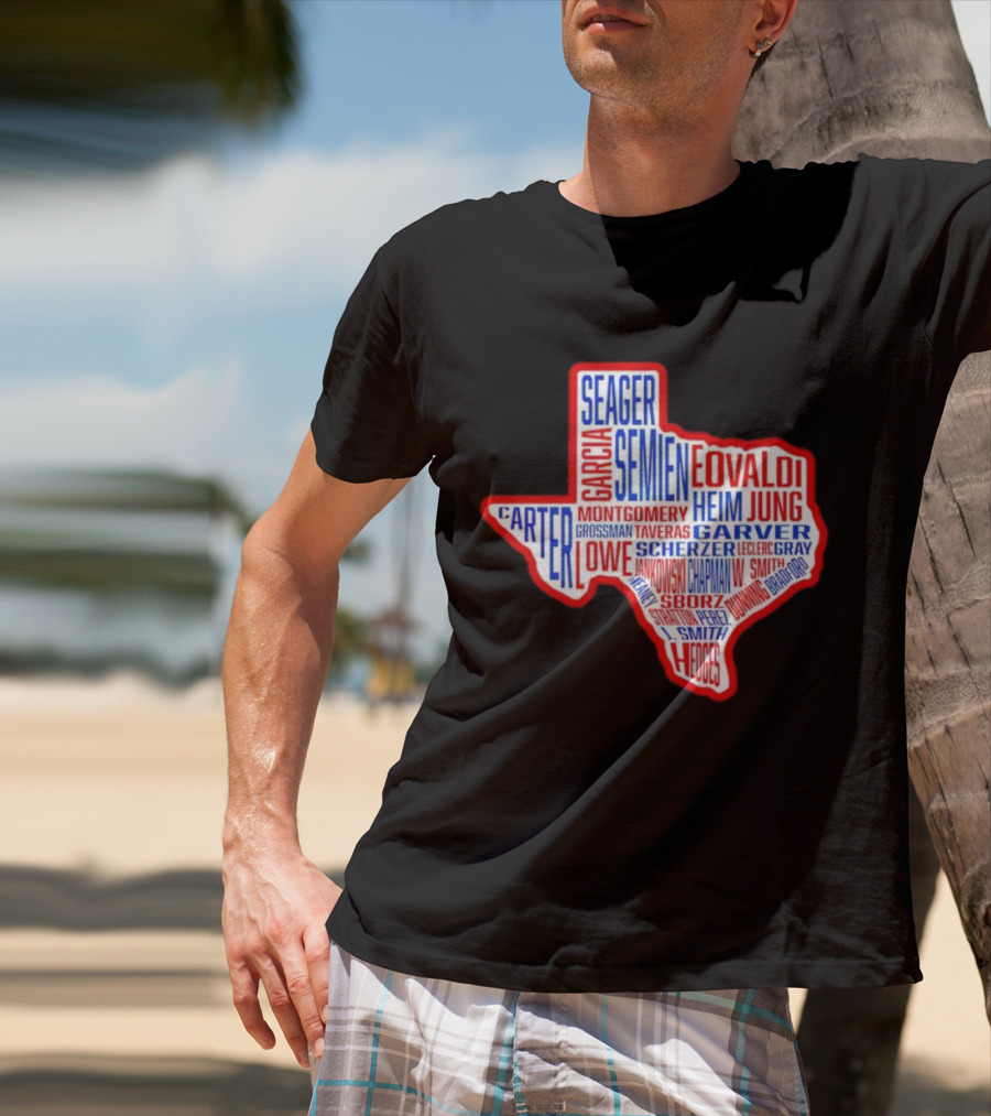 Texas Rangers Champs Seager Semien Garcia Eovaldi Carter Montgomery Heim Jung Garver Lowe Scherzer T-Shirt