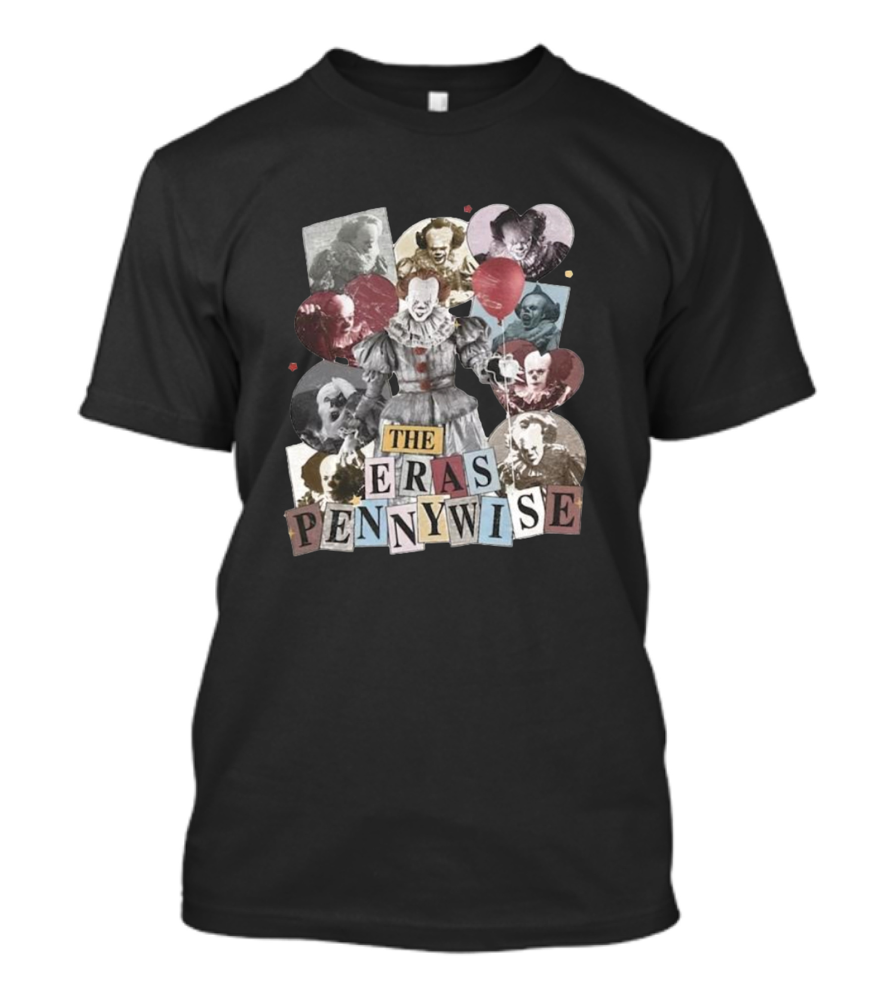 The Eras Pennywise Clown Evolution Multicolor Collage T-Shirt