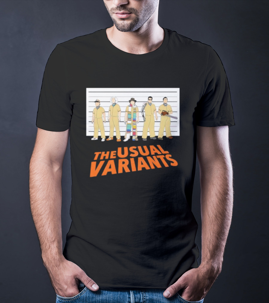 The Usual Variants Parody Featuring Sci-Fi Time Travel Characters In Lineup T-Shirt