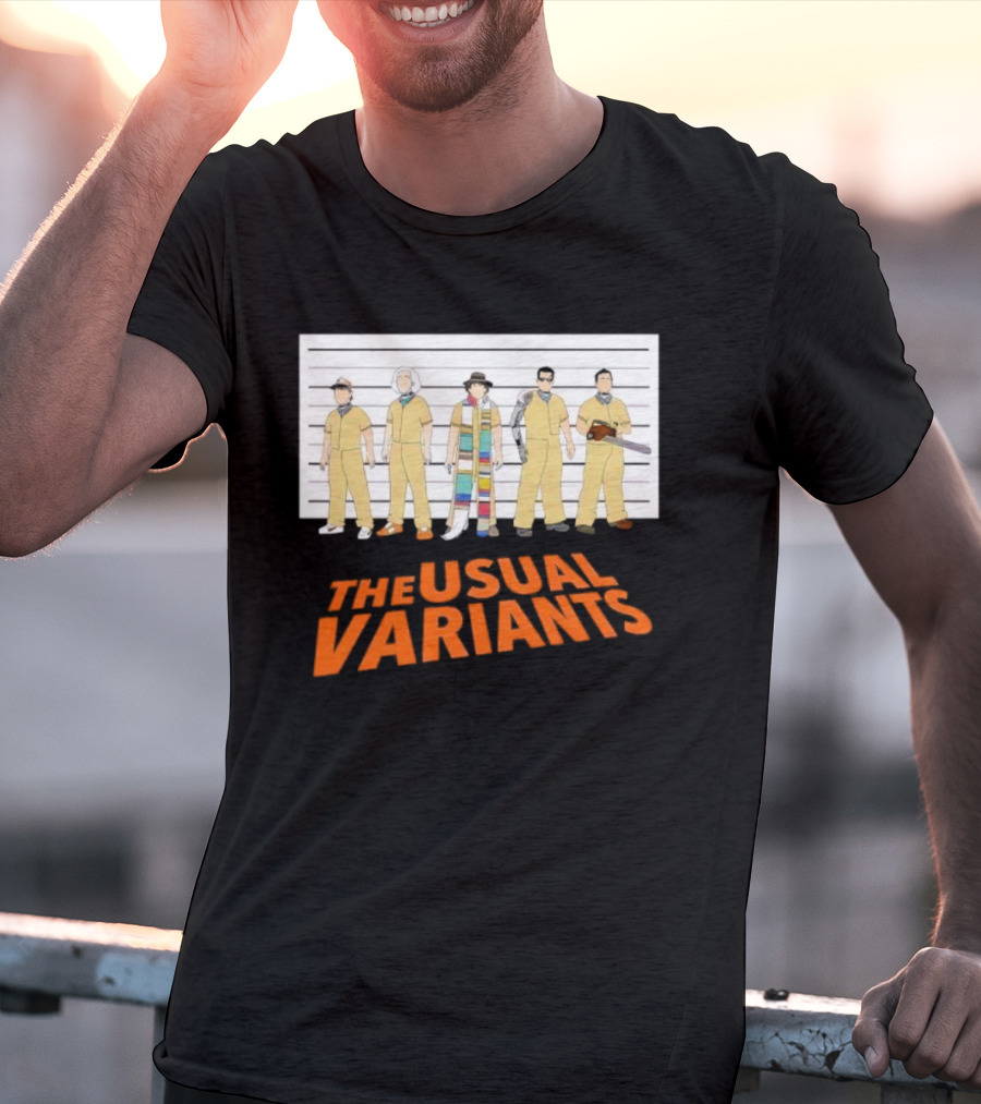 The Usual Variants Parody Featuring Sci-Fi Time Travel Characters In Lineup T-Shirt