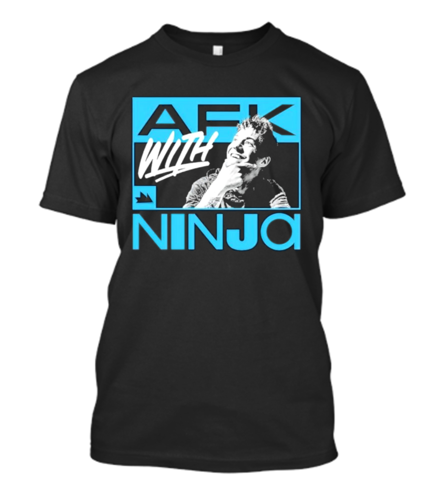 Afk With Ninja Gaming Streamer Icon Text Portrait Blue T-Shirt