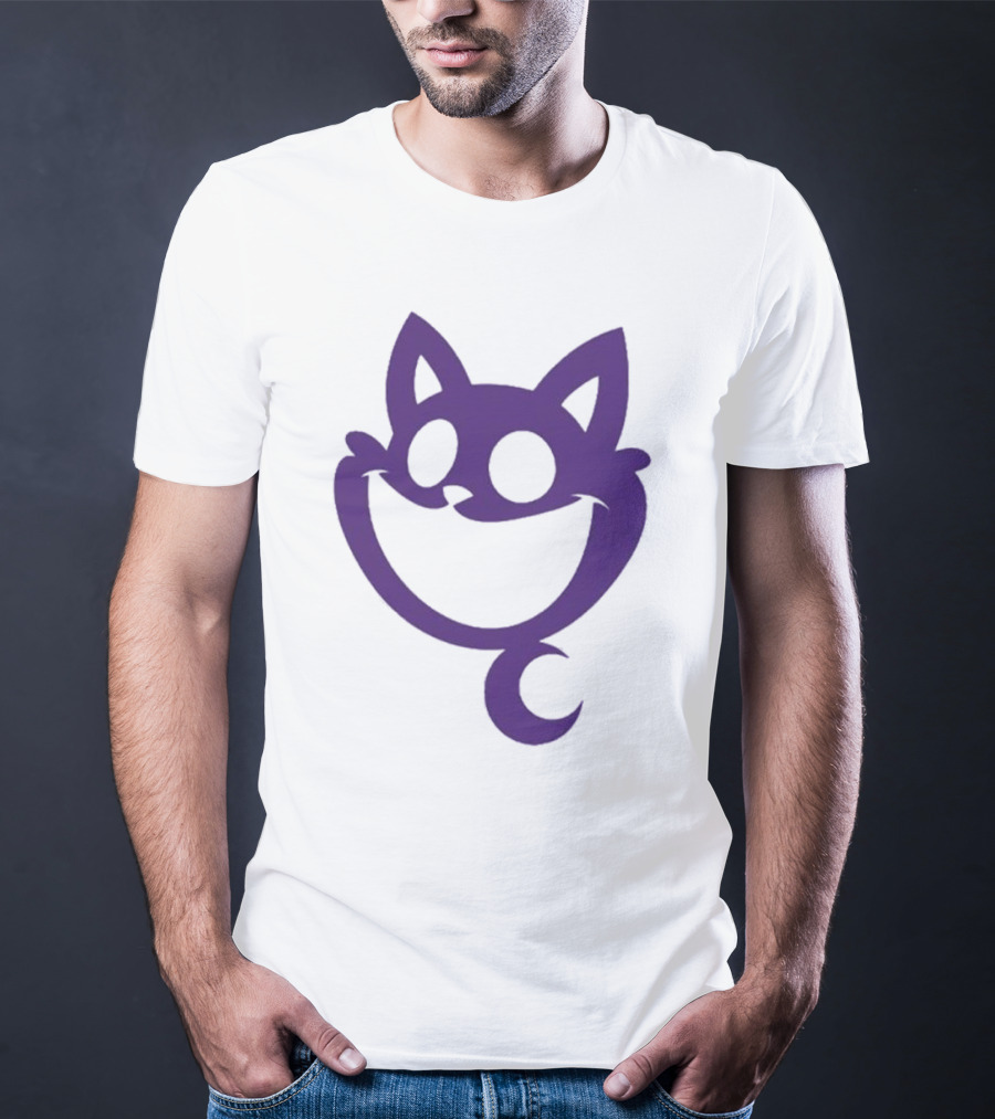 Cheshire Cat Purple Silhouette Face Design Catnap Face T-Shirt