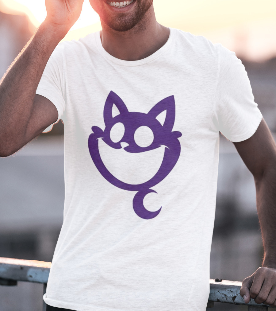 Cheshire Cat Purple Silhouette Face Design Catnap Face T-Shirt