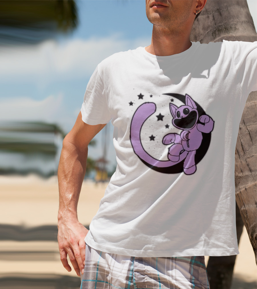 CatNap Astronaut Cat In Space With Crescent Moon And Stars T-Shirt