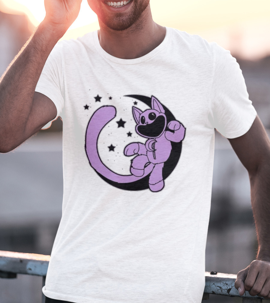 CatNap Astronaut Cat In Space With Crescent Moon And Stars T-Shirt