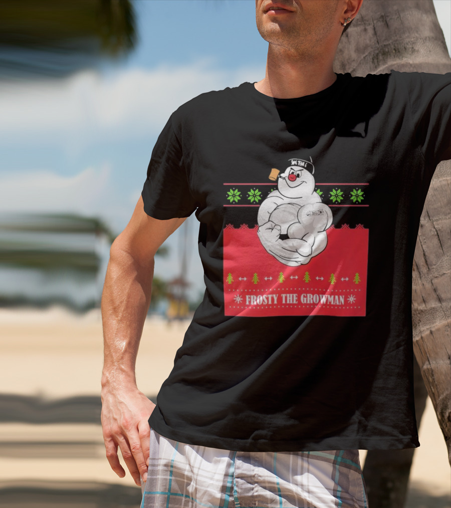 Frosty The Growman Christmas Bodybuilder Snowman T-Shirt
