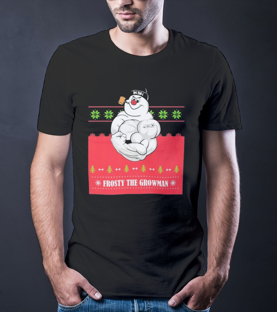 Frosty The Growman Christmas Bodybuilder Snowman T-Shirt