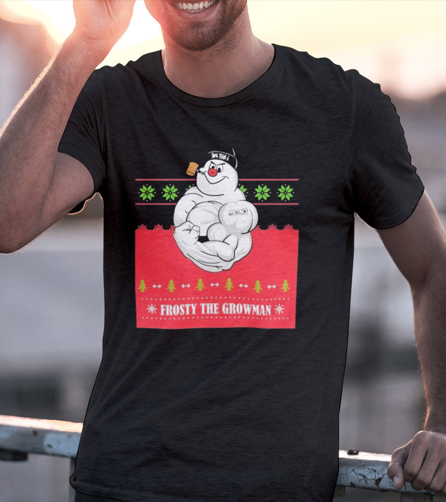 Frosty The Growman Christmas Bodybuilder Snowman T-Shirt