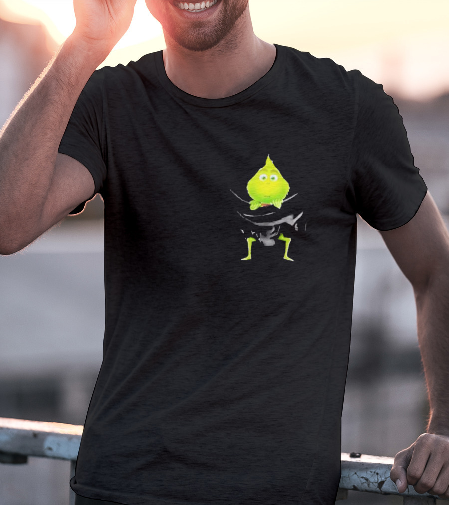 Grinch Peeking From Pocket T-Shirt