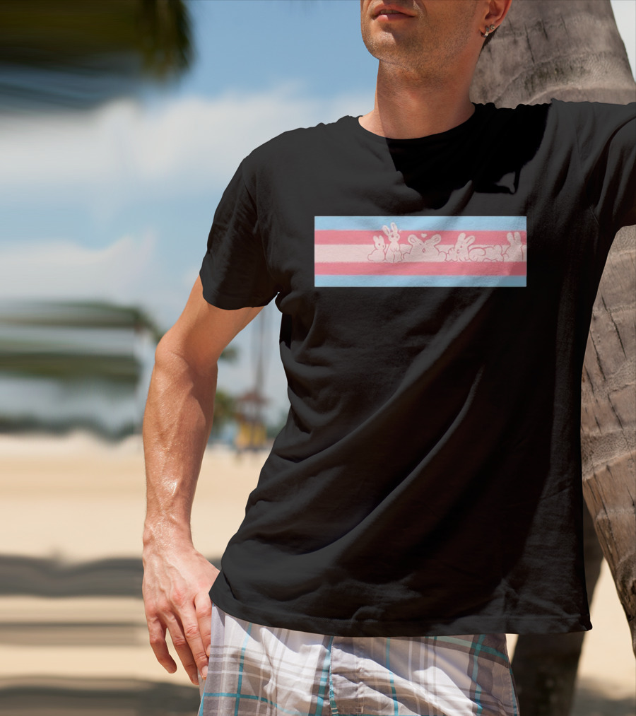 Trans Flag Bunny Band Stripes T-Shirt