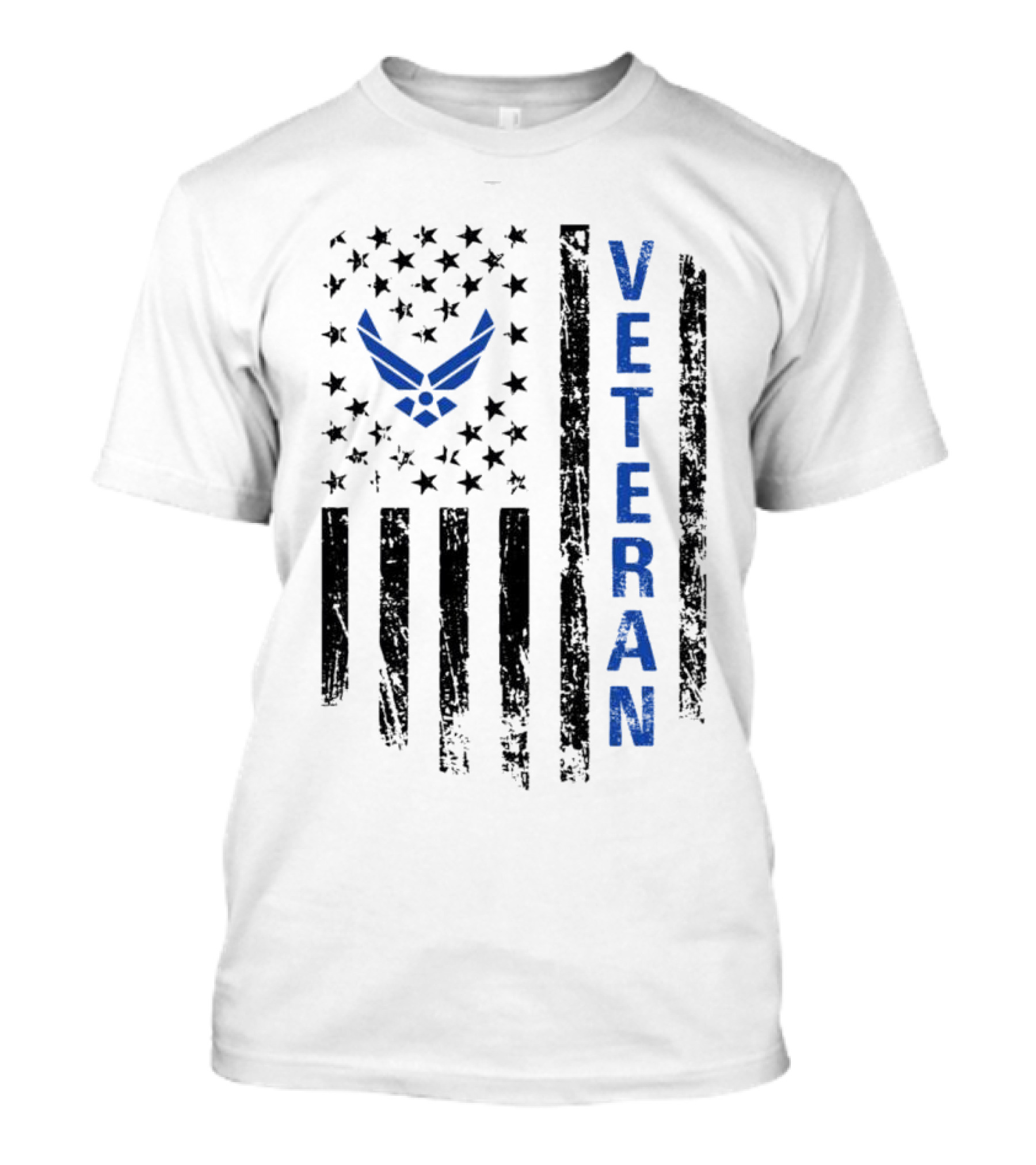 Veteran US Flag Air Force Logo Blue Patriotic T-Shirt