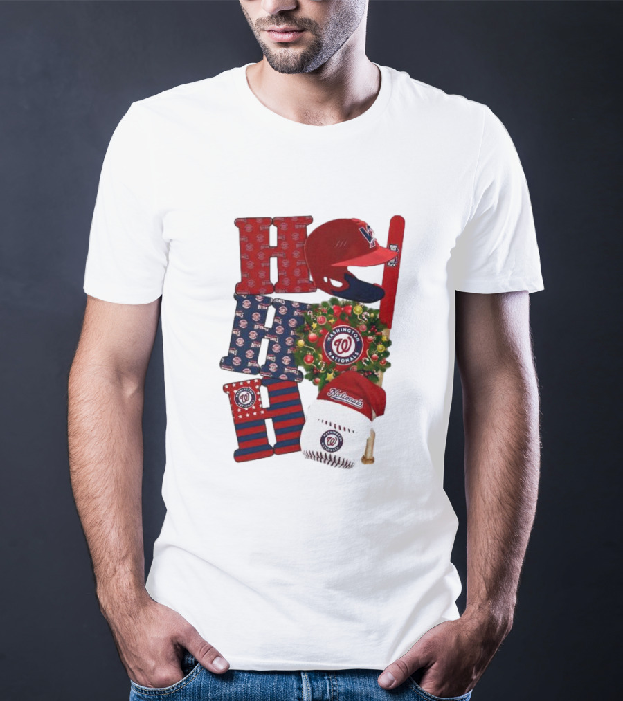 Washington Nationals Ho Ho Ho Merry Christmas Baseball Festive T-Shirt