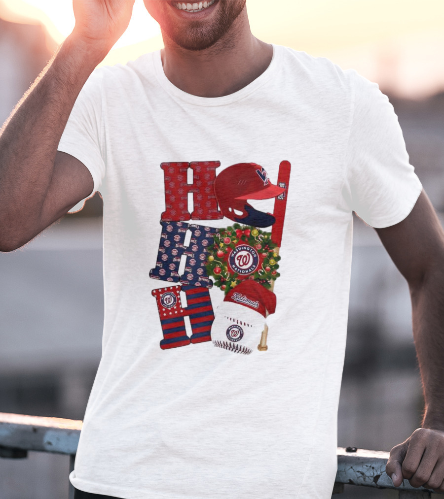 Washington Nationals Ho Ho Ho Merry Christmas Baseball Festive T-Shirt