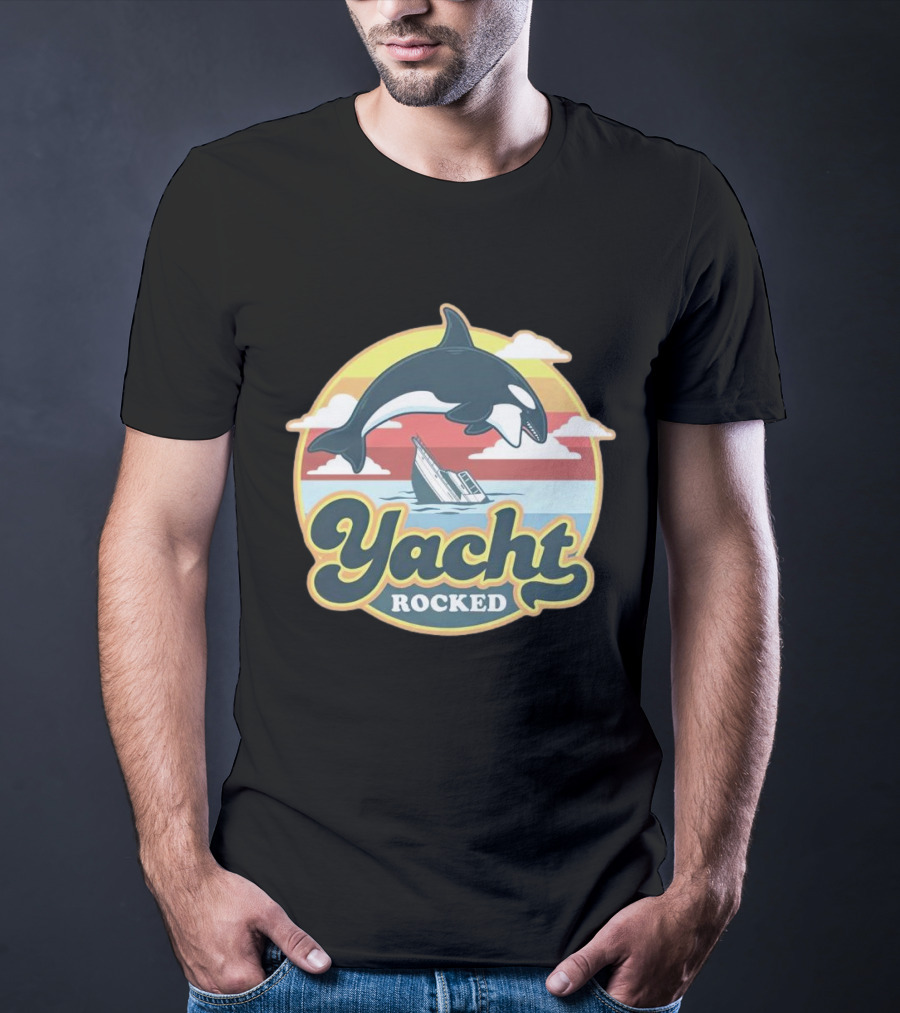 Yacht Rocked Whale Ocean Scene T-Shirt
