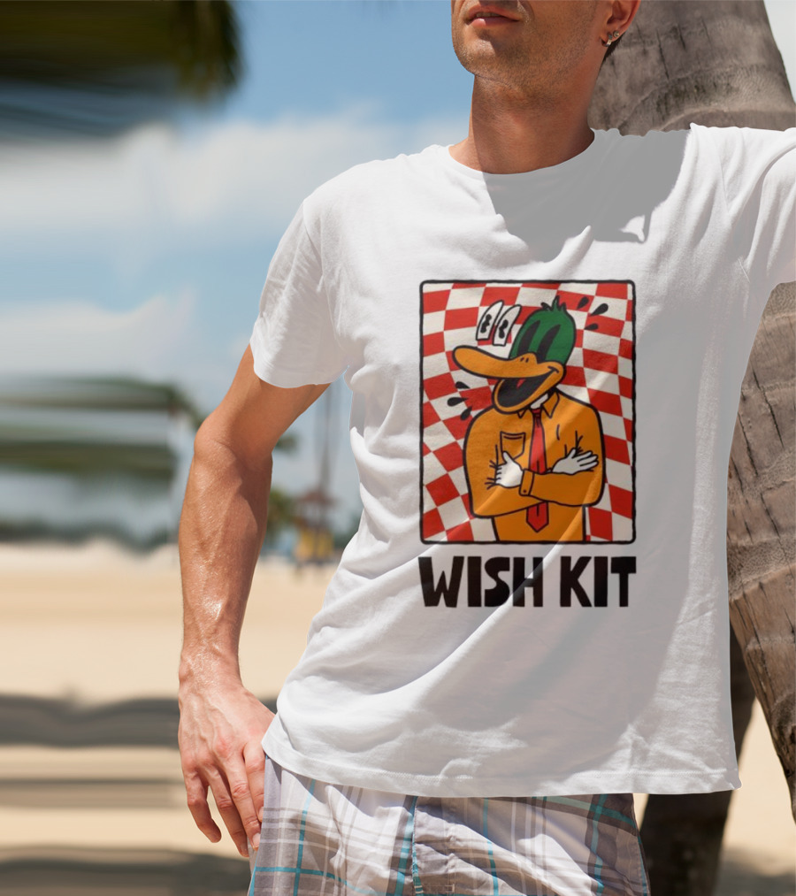 WISH KIT DUCK CHECKERED EYE POPPING CARTOON T-Shirt