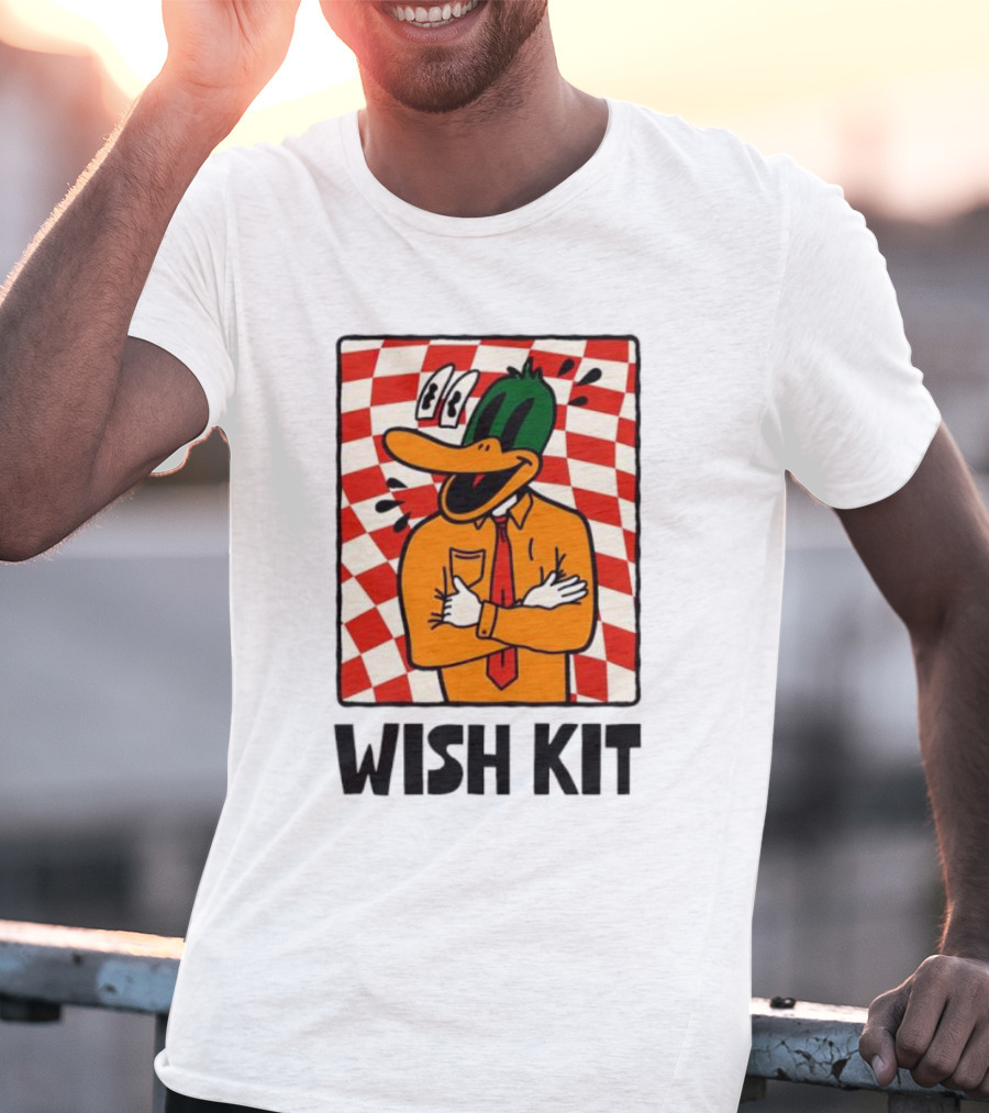 WISH KIT DUCK CHECKERED EYE POPPING CARTOON T-Shirt