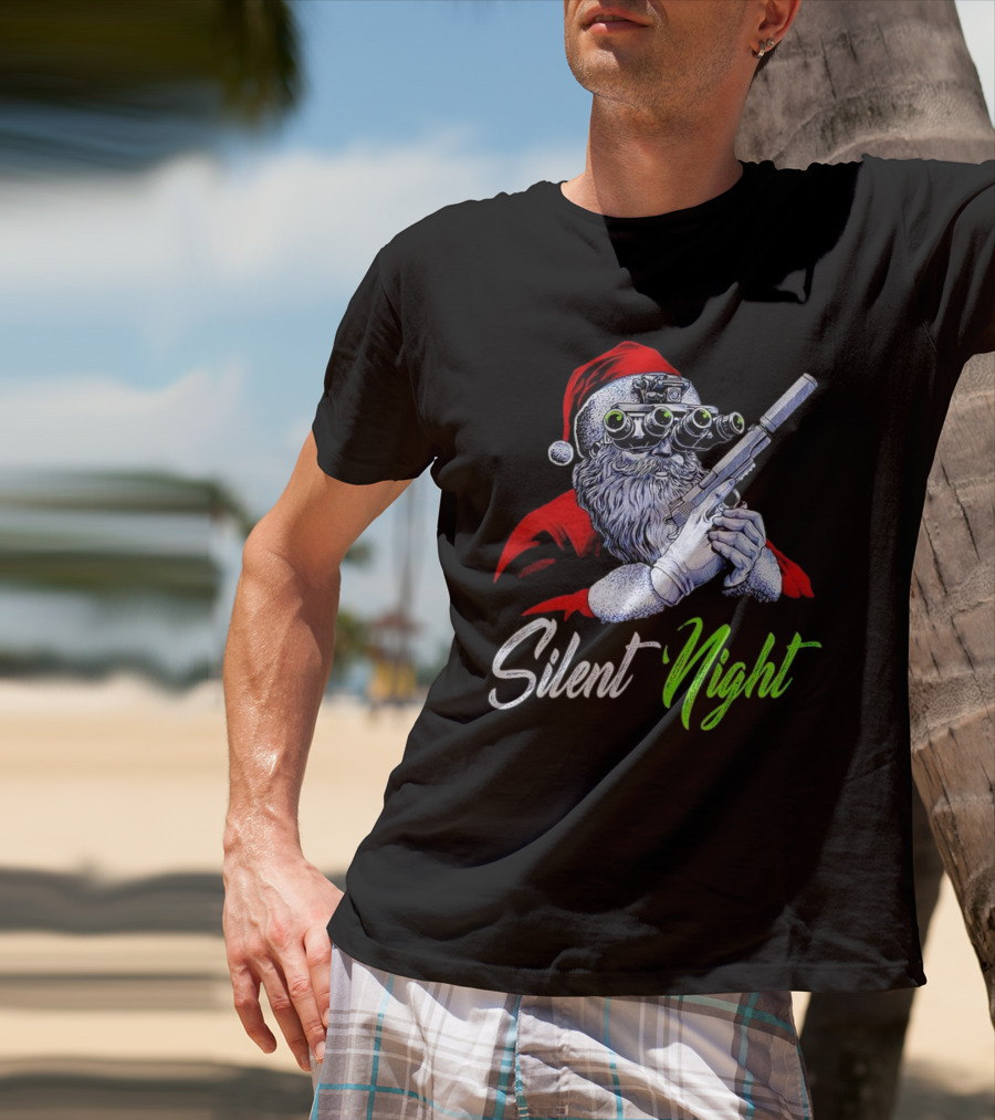 Silent Night Santa Claus With Night Vision And Rifle T-Shirt