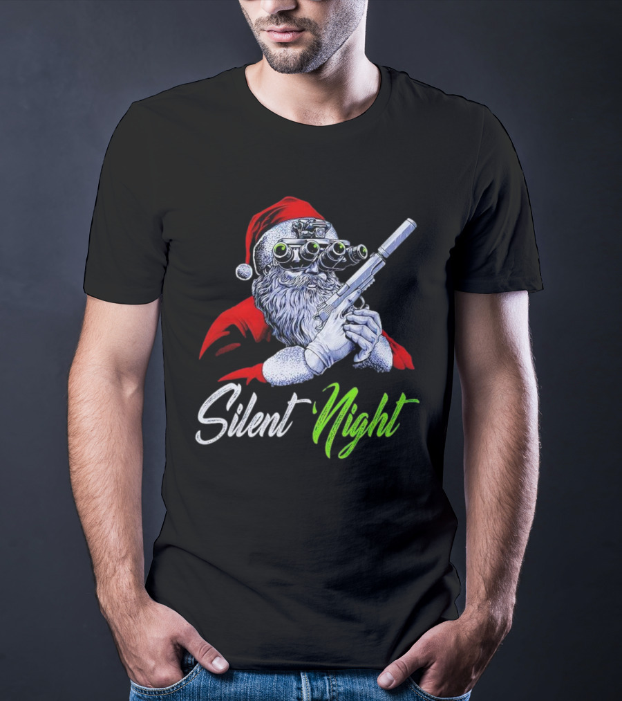 Silent Night Santa Claus With Night Vision And Rifle T-Shirt