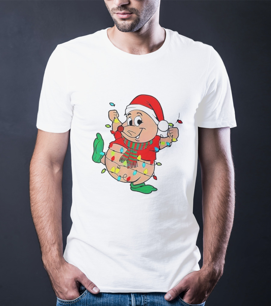 Santa Gus Wrapped In Christmas Lights T-Shirt