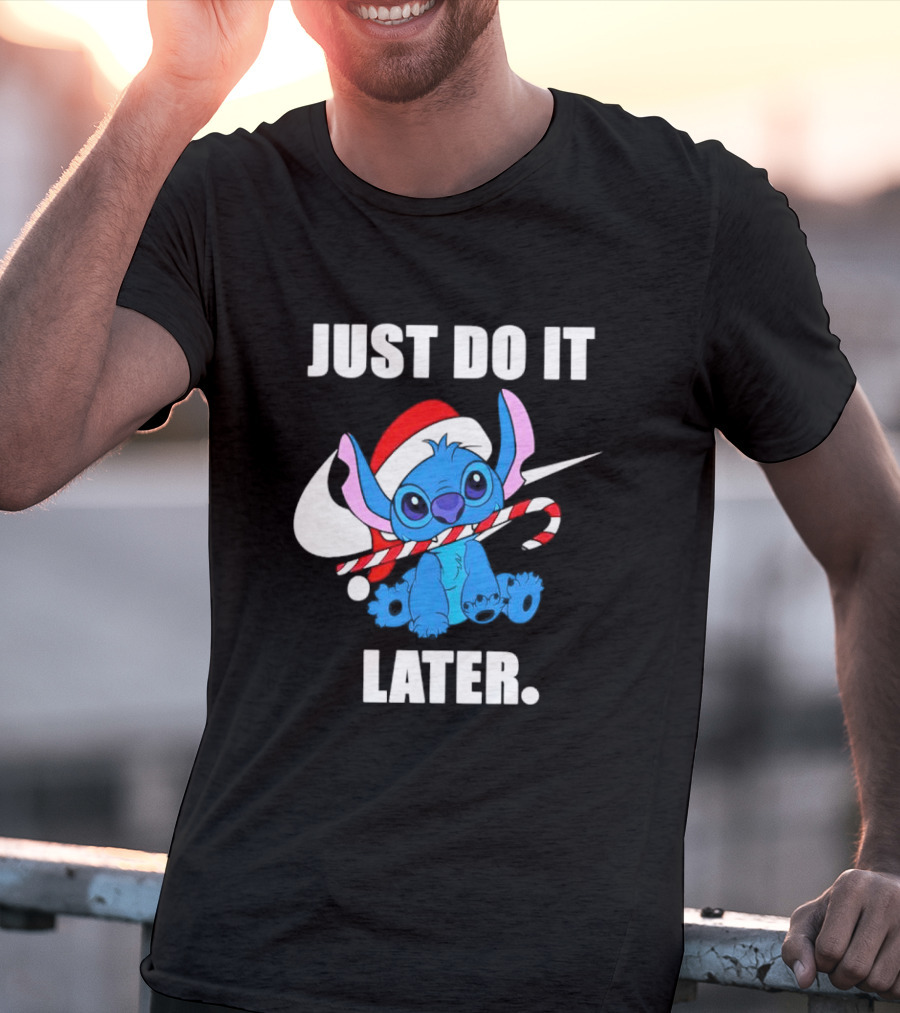 Santa Stitch Just Do It Later Christmas T-Shirt