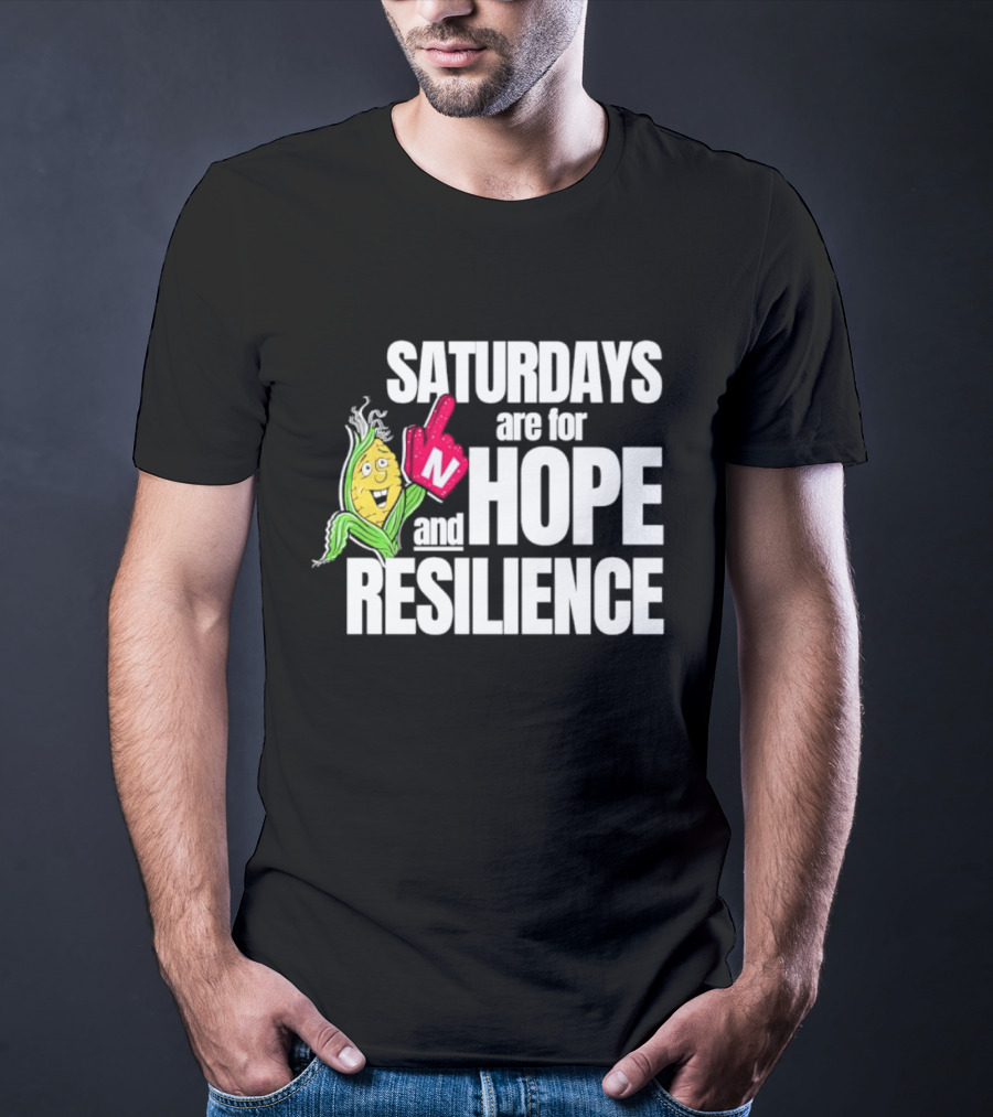 Saturdays Are For Hope And Resilience Corn Mascot And Foam Finger T-Shirt