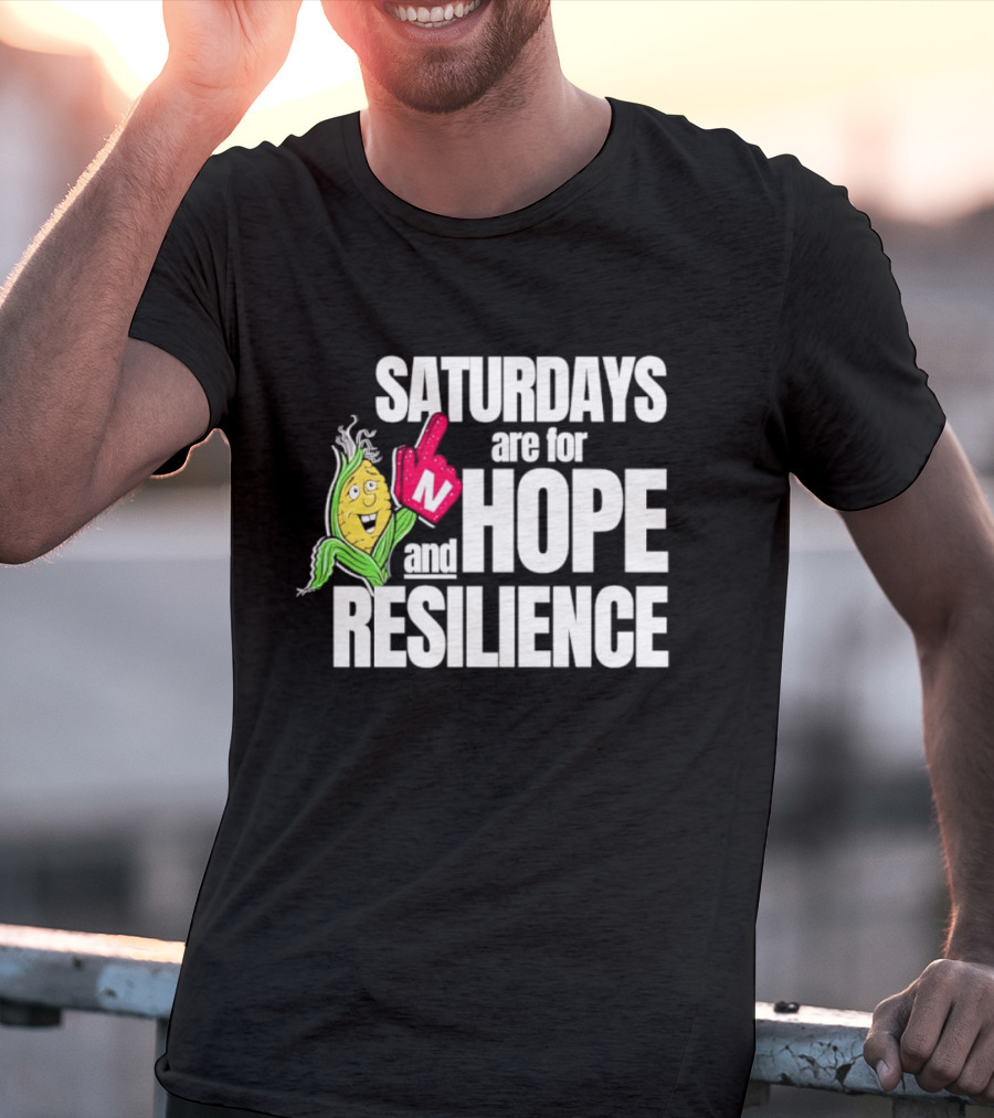 Saturdays Are For Hope And Resilience Corn Mascot And Foam Finger T-Shirt