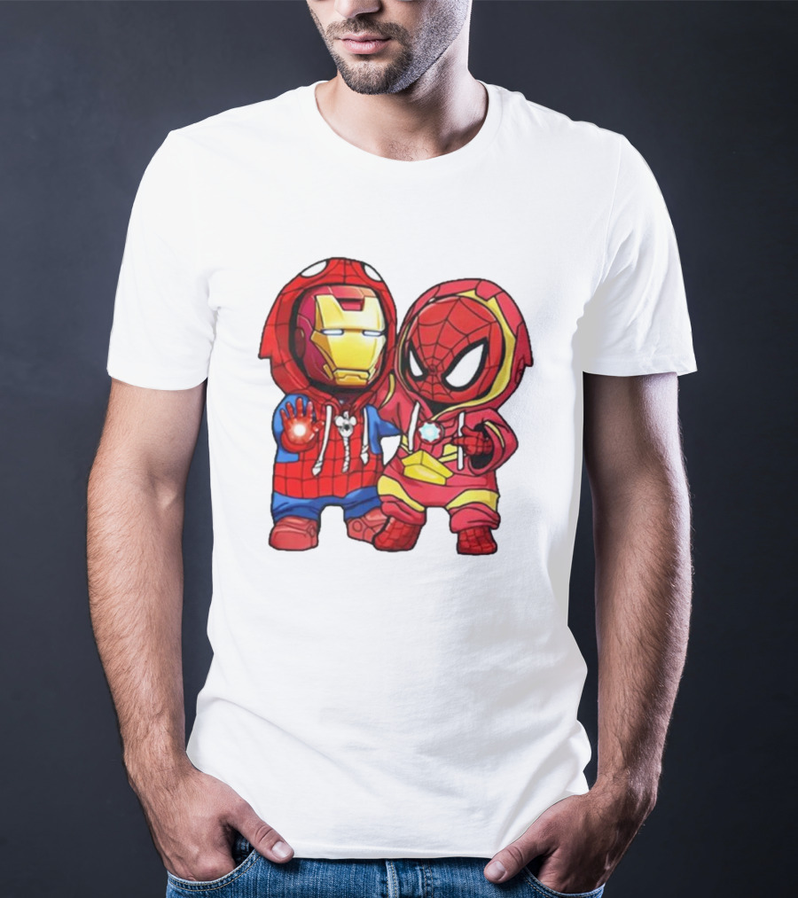Spider-Man And Iron Man Cute Chibi Hoodie Heroes T-Shirt