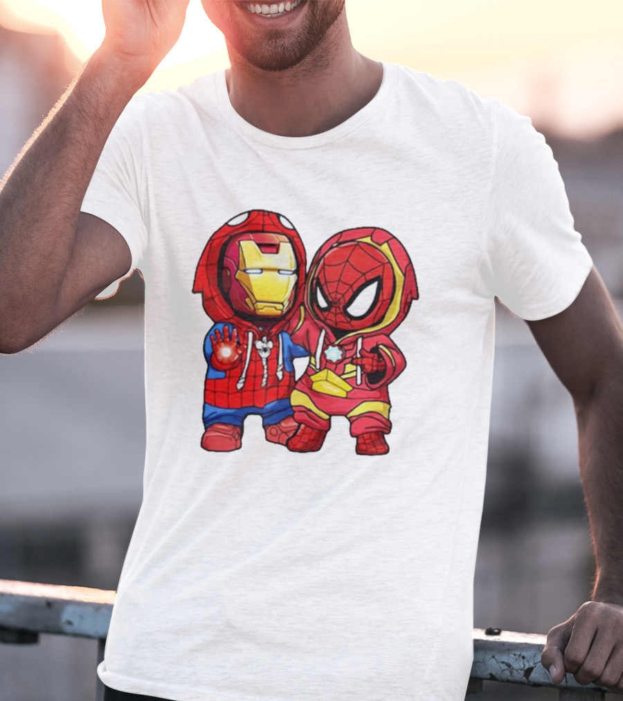 Spider-Man And Iron Man Cute Chibi Hoodie Heroes T-Shirt