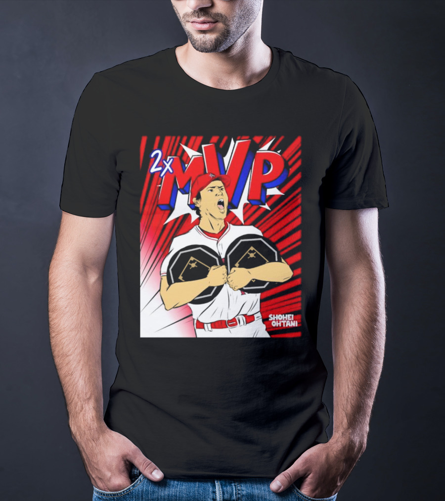 Los Angeles Angels Shohei Ohtani 2x MVP Comic T-Shirt