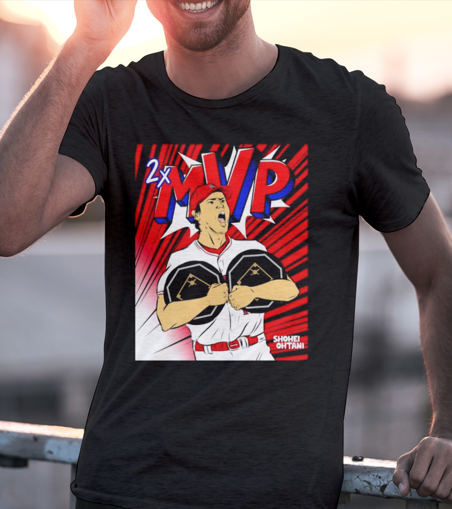 Los Angeles Angels Shohei Ohtani 2x MVP Comic T-Shirt